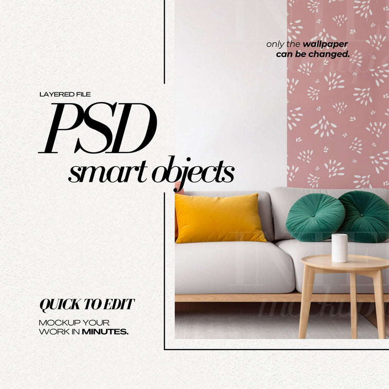 PSD Wallpaper Mockup - Bright Colorful Interior