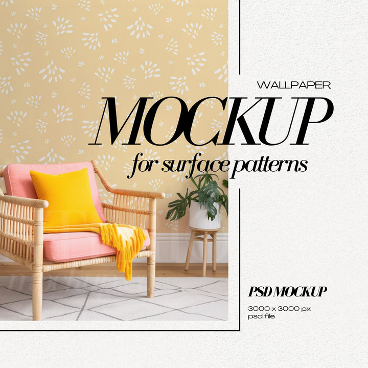 PSD Wallpaper Mockup - Colorful Interior