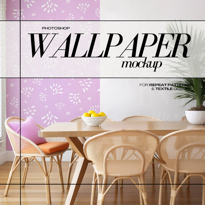PSD Wallpaper Mockup - Colorful Dining Interior