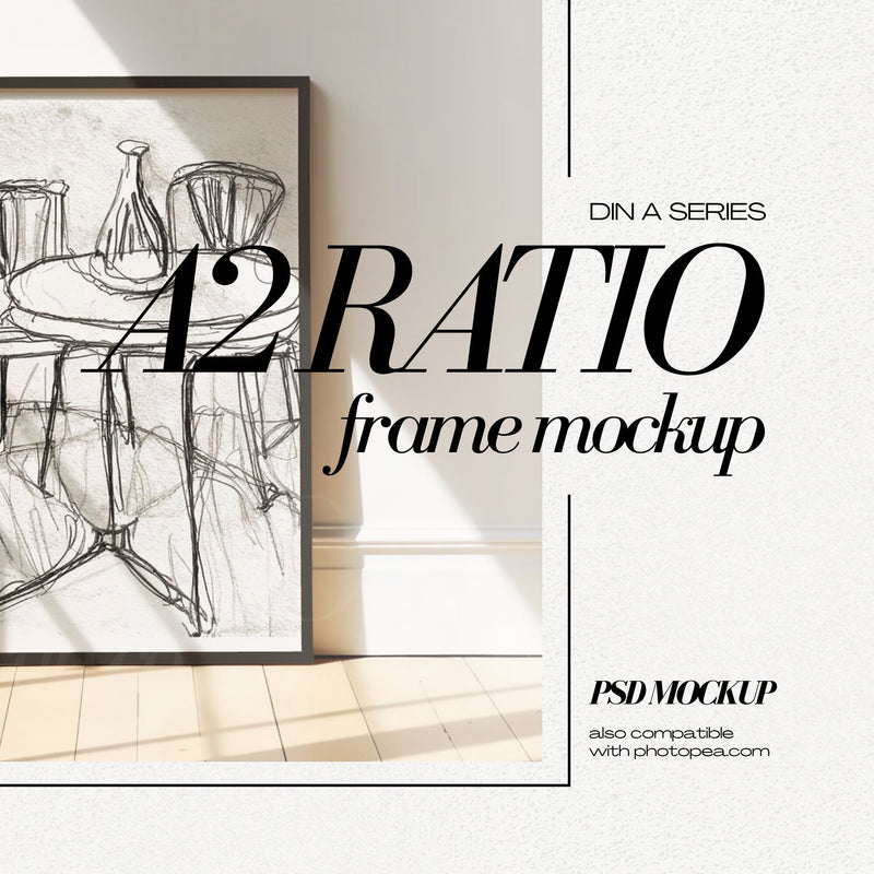 A2 Leaning Frame Mockup PSD for Wall Art