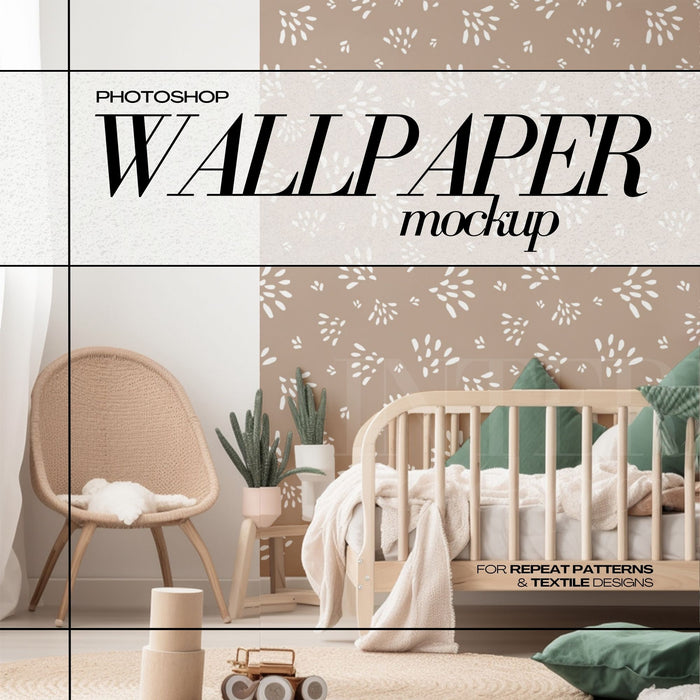 PSD Nursery Wallpaper Mockup - Kids Room Procreate Mock Up