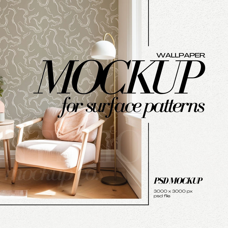 PSD Wallpaper Mockup - Interior Mock Up for Surface Patterns