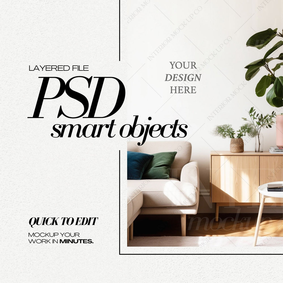 Bright Interior Wallpaper Mockup PSD