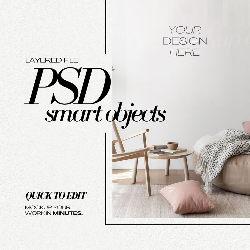 PSD Wallpaper Mockup - Pink Chair