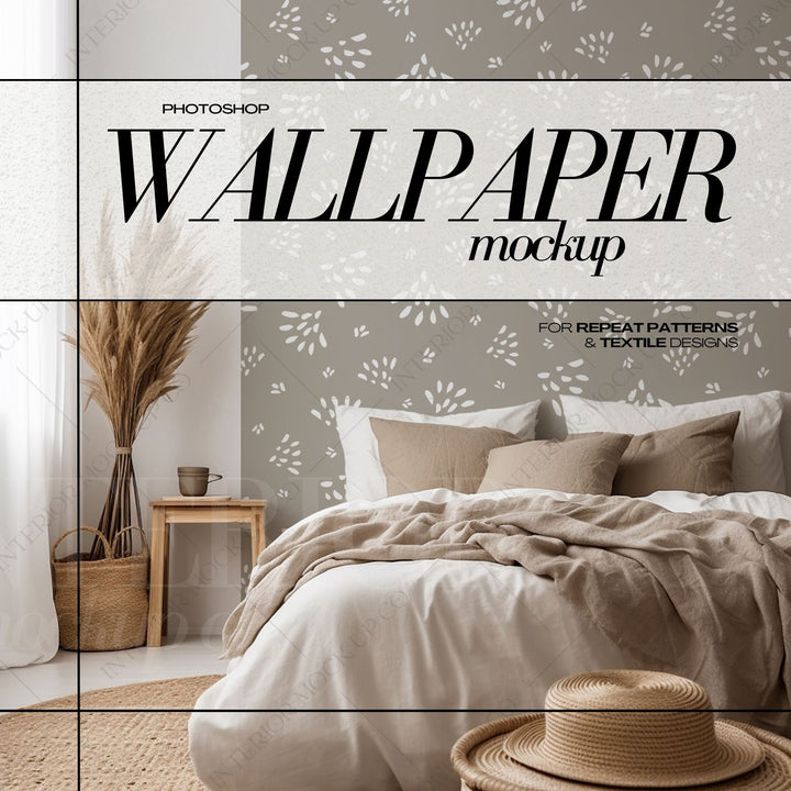 PSD Wallpaper Mockup - Boho Bedroom