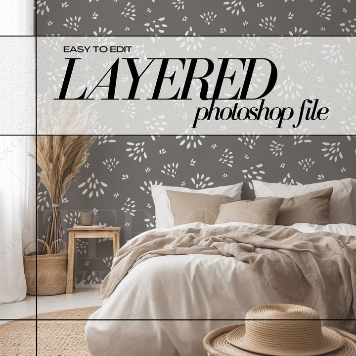 PSD Wallpaper Mockup - Boho Bedroom