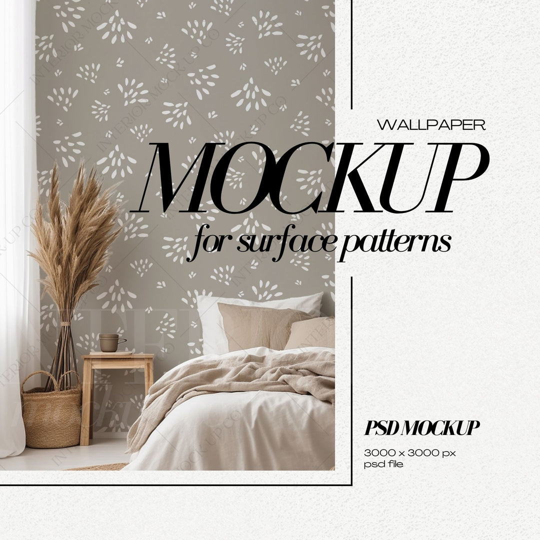 PSD Wallpaper Mockup - Boho Bedroom