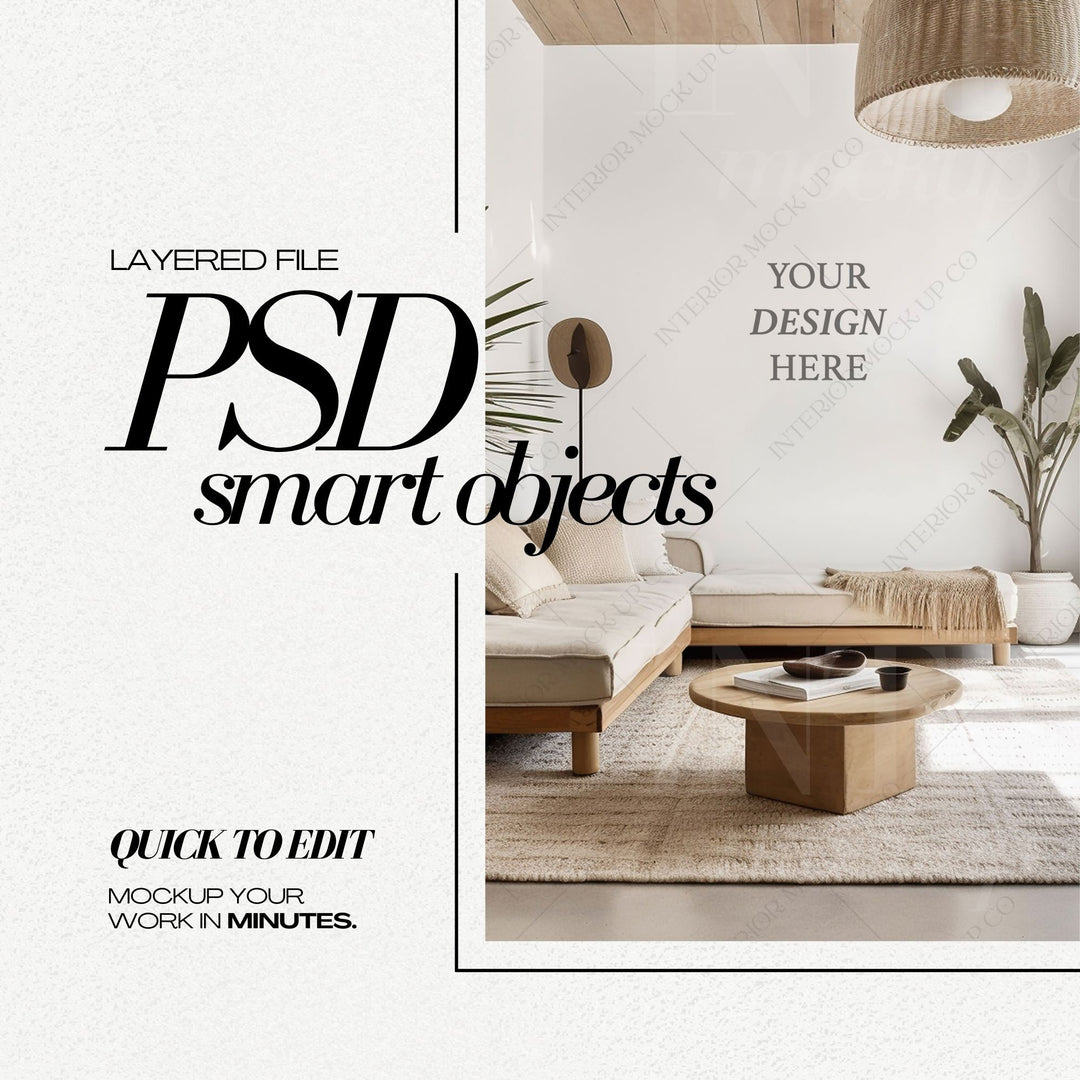 PSD Wallpaper Mockup Bundle - Boho Interior