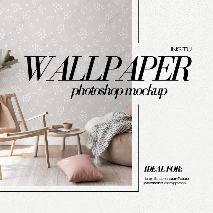 PSD Wallpaper Mockup Bundle - Boho Interior Room