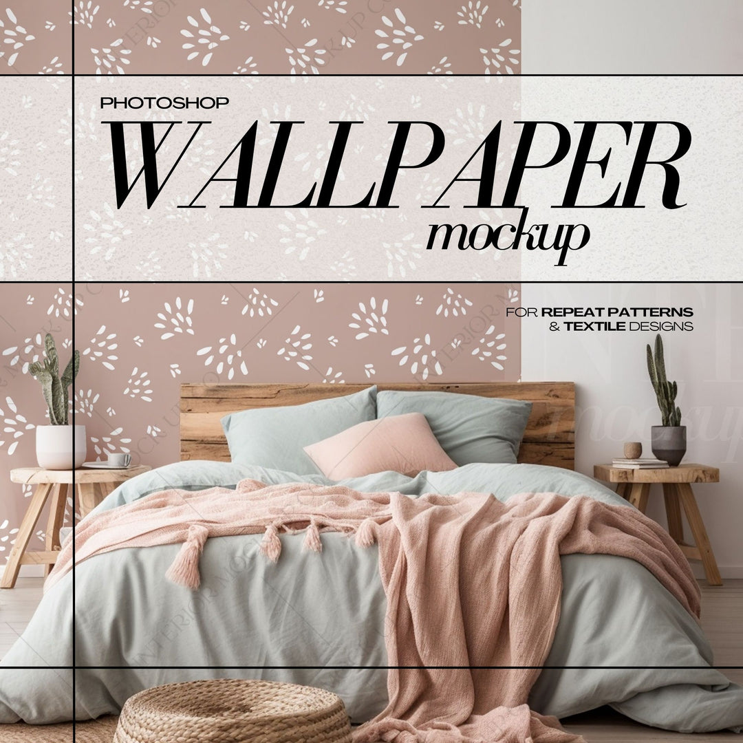 PSD Wallpaper Mockup Bundle - Boho Interior Room