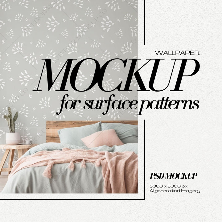 PSD Wallpaper Mockup Bundle - Boho Interior Room