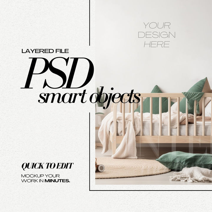 PSD Nursery Wallpaper Mockup - Kids Room Procreate Mock Up