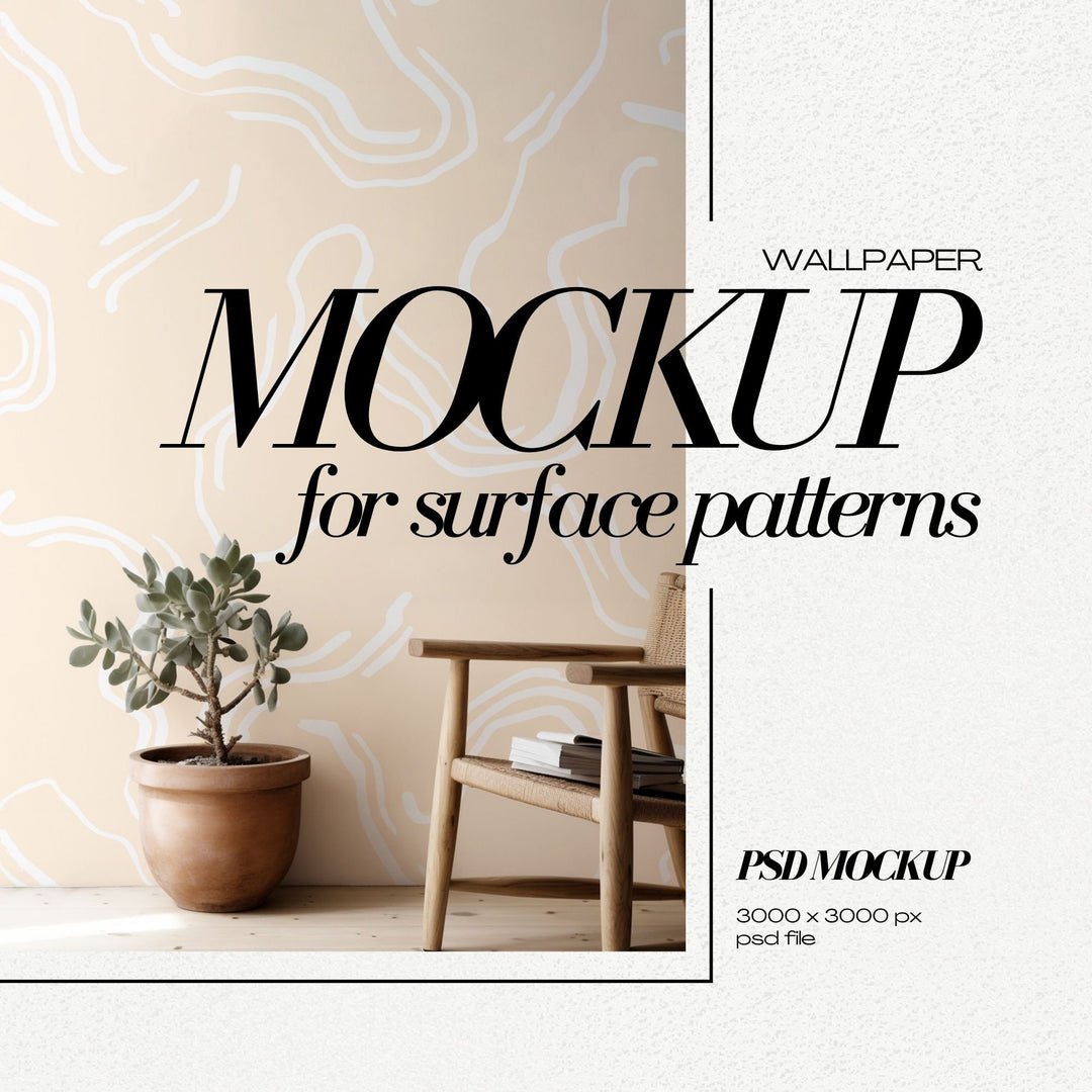 PSD Wallpaper Mockup - Interior Wall with Chair