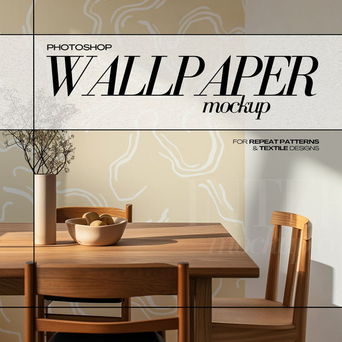 PSD Wallpaper Mockup Dining Room Interior Wall Covering Mock Up for Repeat Patterns