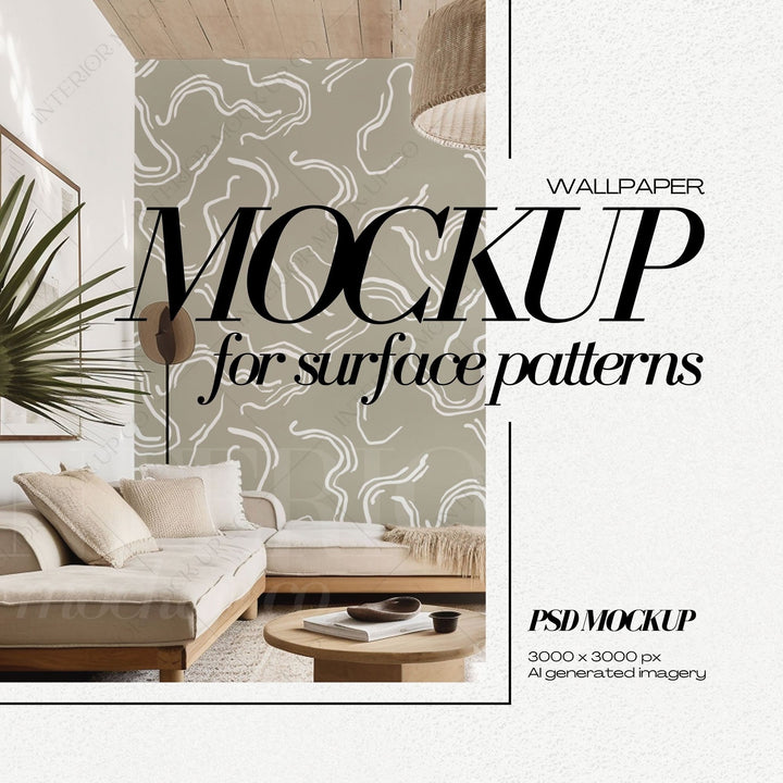 PSD Wallpaper Mockup - Modern Living Room