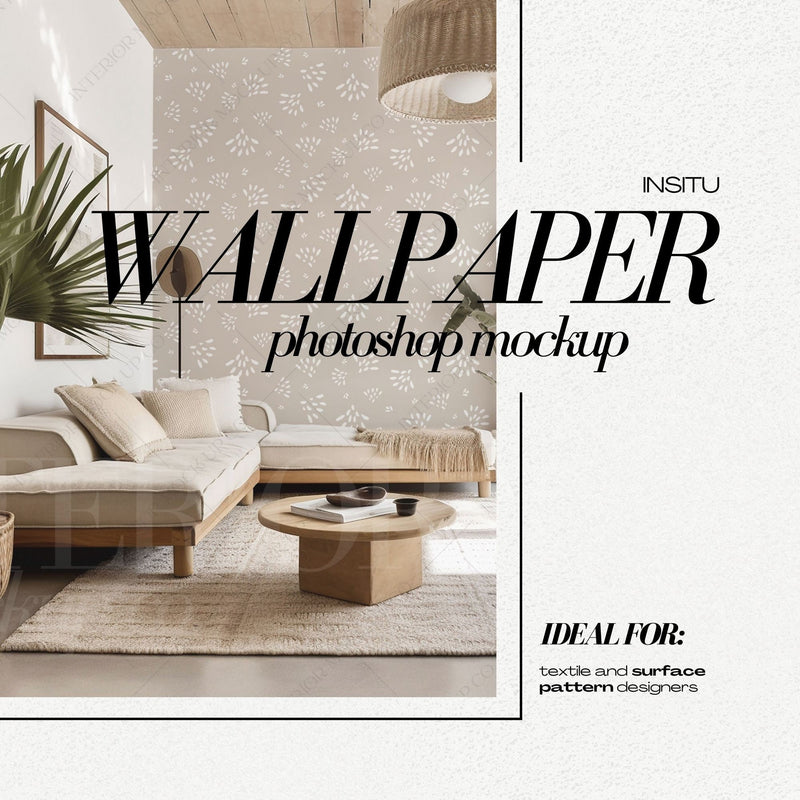 PSD Wallpaper Mockup - Modern Living Room