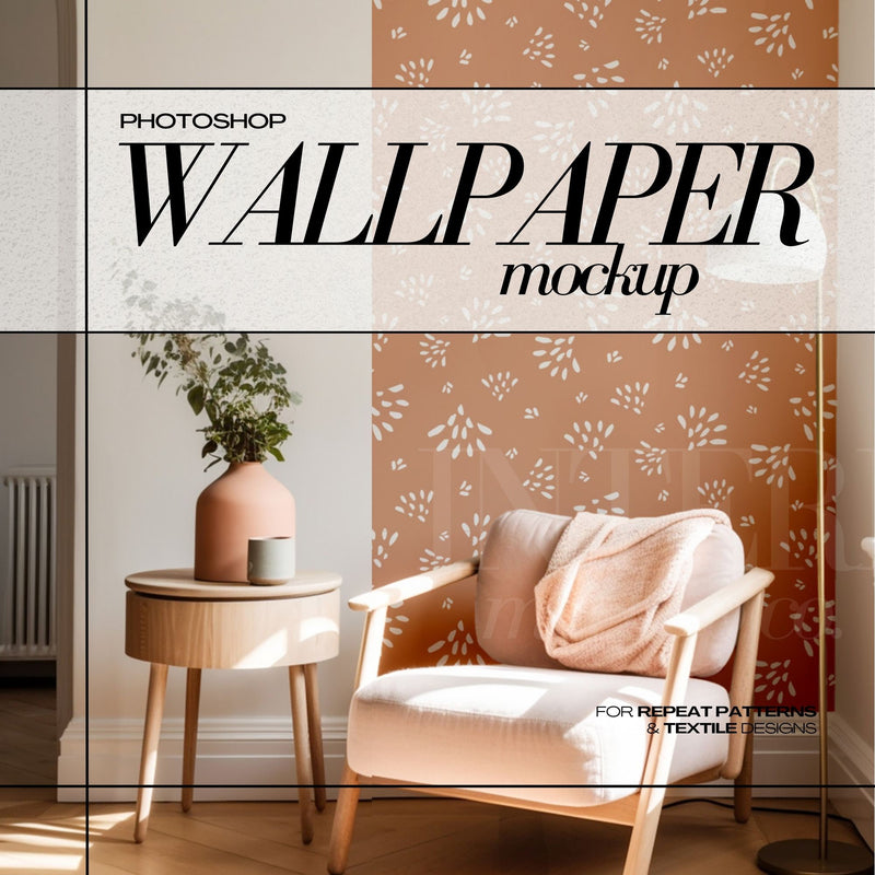 PSD Wallpaper Mockup Bundle - Boho Interior Room