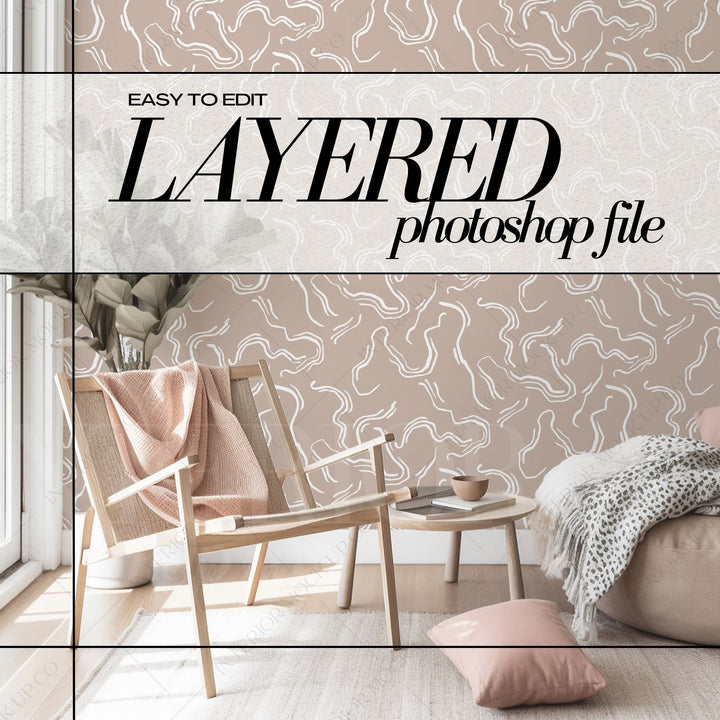 PSD Wallpaper Mockup Bundle - Boho Interior Room