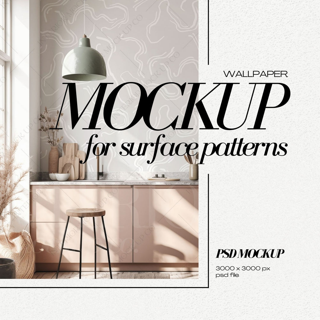 PSD Wallpaper Mockup Bundle - Boho Interior Room