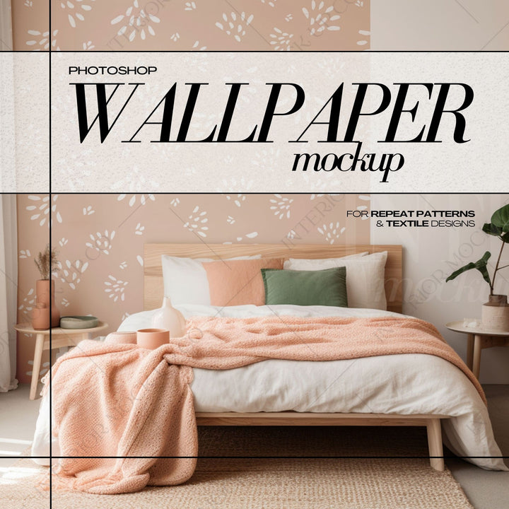 PSD Wallpaper Mockup - Pink Bedroom