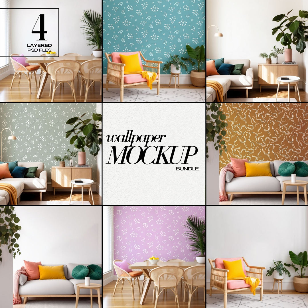 PSD Bright Wallpaper Mockup Bundle