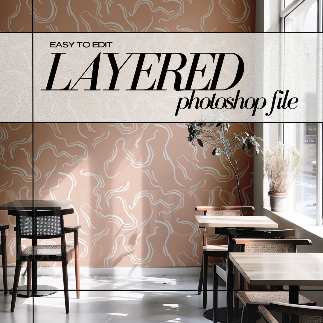 PSD Wallpaper Mockup - Cafe Style Interior