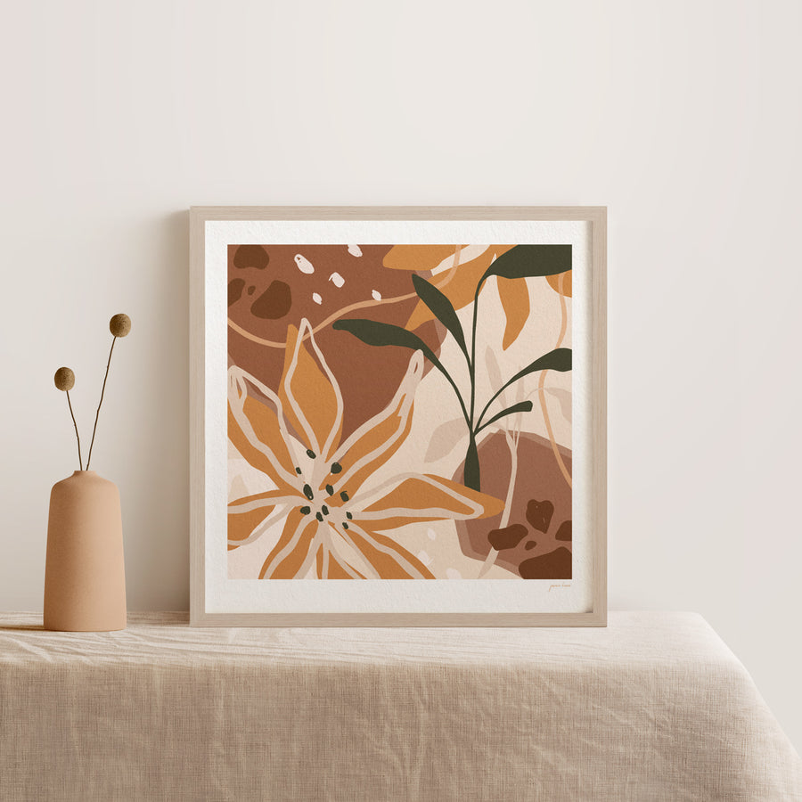 abstract floral art print frame boho interior